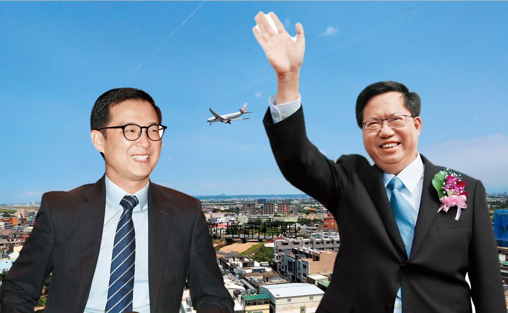 桃園市長鄭文燦（右）手腕靈活，本刊直擊他6月29日在官邸宴請企業主聯絡感情，國泰小王子蔡宗翰（左）是他主要招商對象。