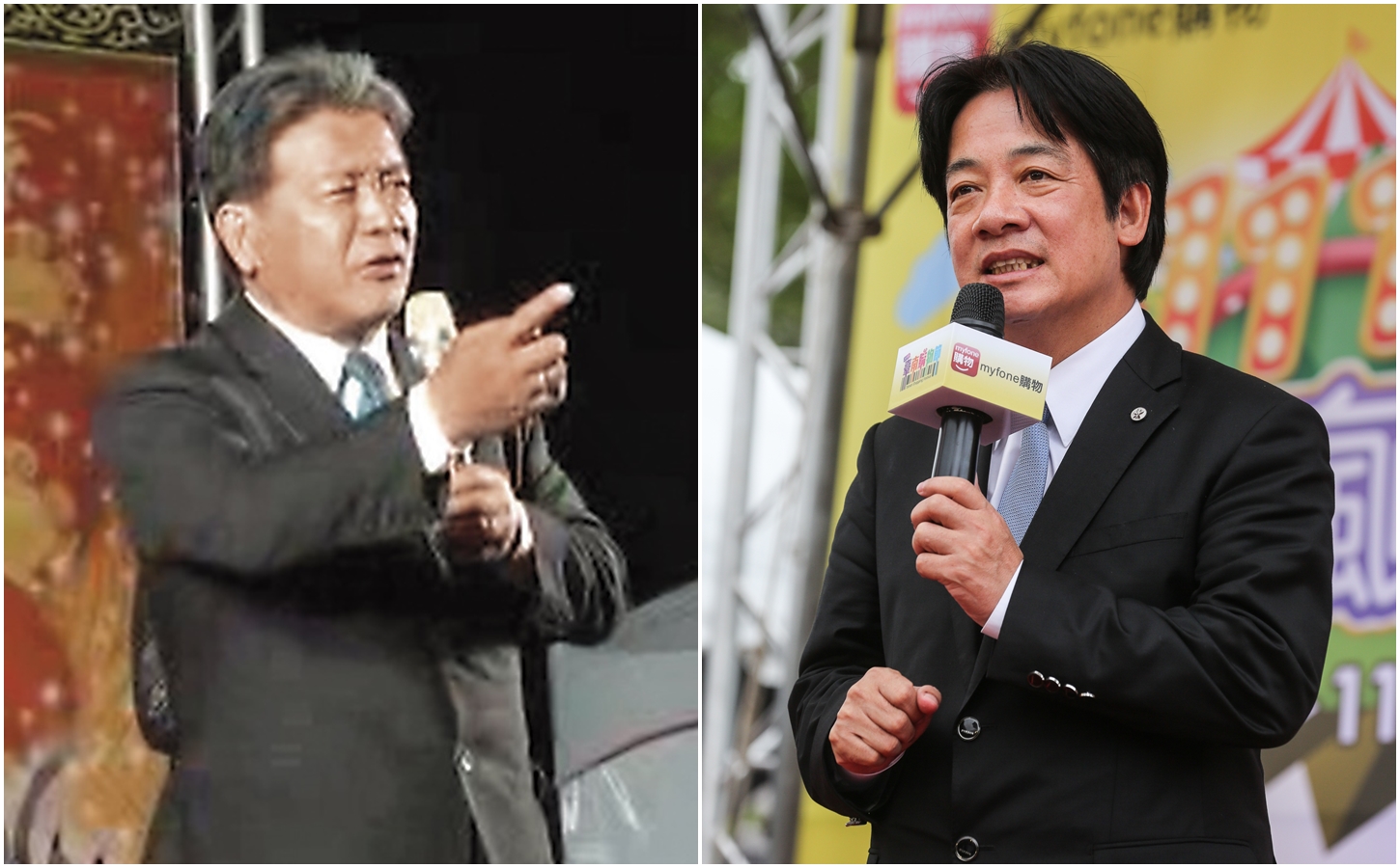 郭信良（左，翻攝畫面）年初參加地方春節活動，公開批評蔡政府推動的環保新制就是滅香滅教。