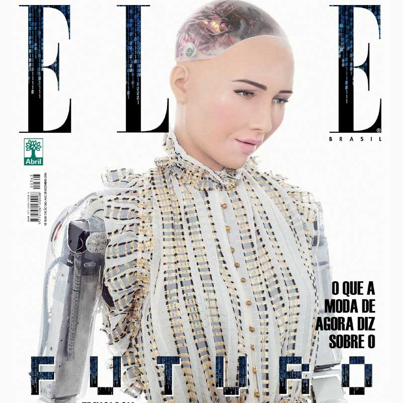 人形機器人蘇非亞成為時尚雜誌封面人物。（Hanson Robotics）
