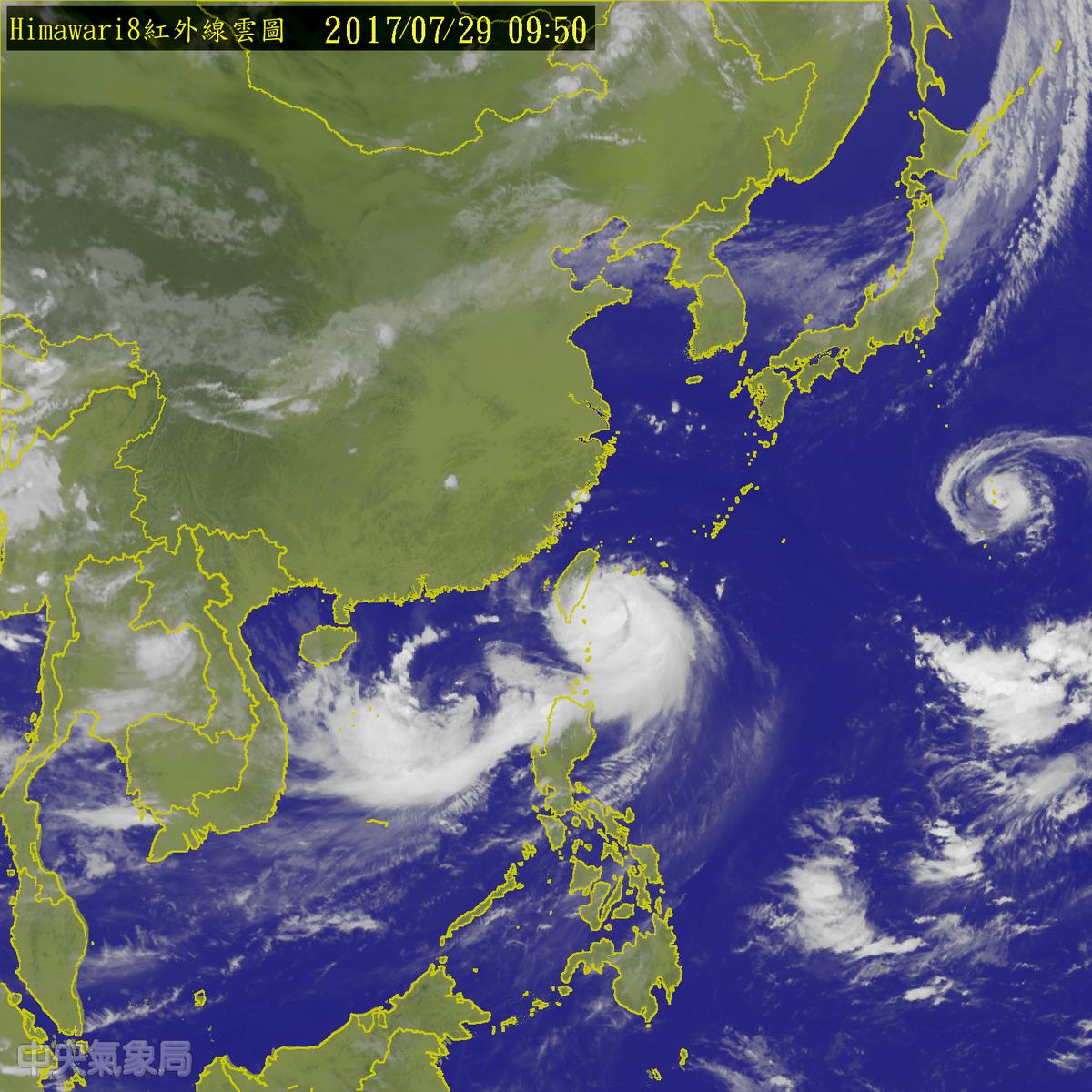 中颱尼莎襲台，今明兩天鐵路交通率先調整班次。（圖：中央氣象局提供）