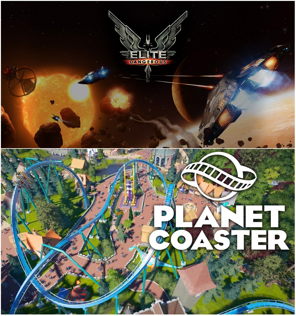 Frontier 知名的兩款遊戲，《精英：危機四伏》（上）與《過山車之星》（下）。