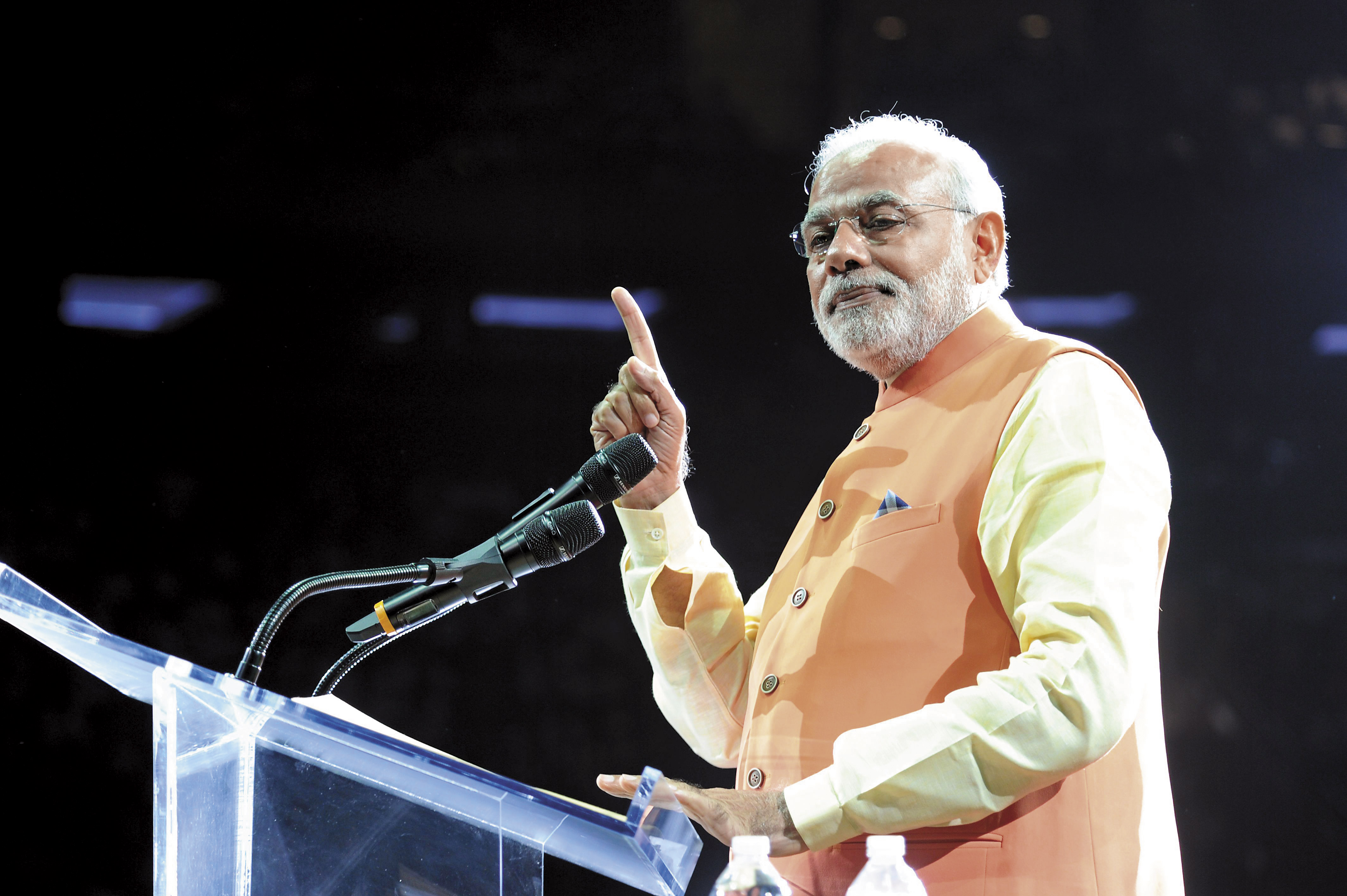 印度總理莫迪拚經濟的成績，金融市場率先反映，他當選那年，印度股市上漲35％，今年則已上漲21.7％。（翻攝自 www.mygov.in）