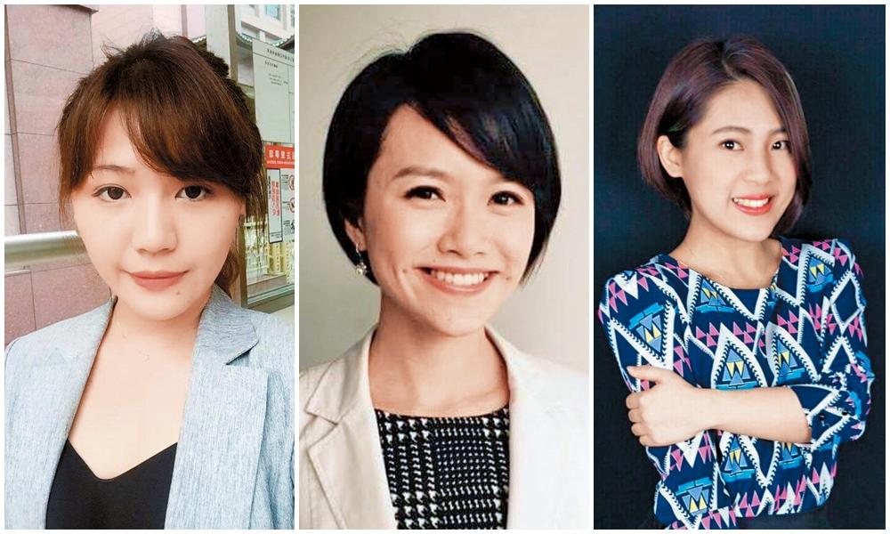 美女發言人除了陳思宇以外,還有馬英九辦公室發言人徐巧芯(右),新北市府副發言人黃詩婷(中),民進黨發言人吳沛憶(左)。