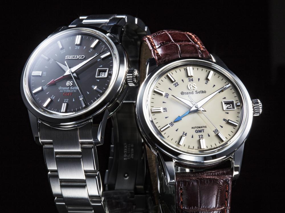 SBGM033（既存款，左）/9S66自動上鍊機芯/不鏽鋼材質/錶徑39.5mm/時、分、秒、日期顯示/兩地時間功能/防眩藍寶石水晶鏡面、底蓋/防水3大氣壓/建議售價：NT$163,000（亞洲限量150只，台灣限量50只，另隨錶附有鱷魚皮帶）    SBGM221（新造款，右)/9S66自動上鍊機芯/不鏽鋼材質/錶徑39.5mm/時、分、秒、日期顯示/兩地時間功能/防眩藍寶石水晶鏡面、底蓋/防水3大氣壓/建議售價：NT$157,000
