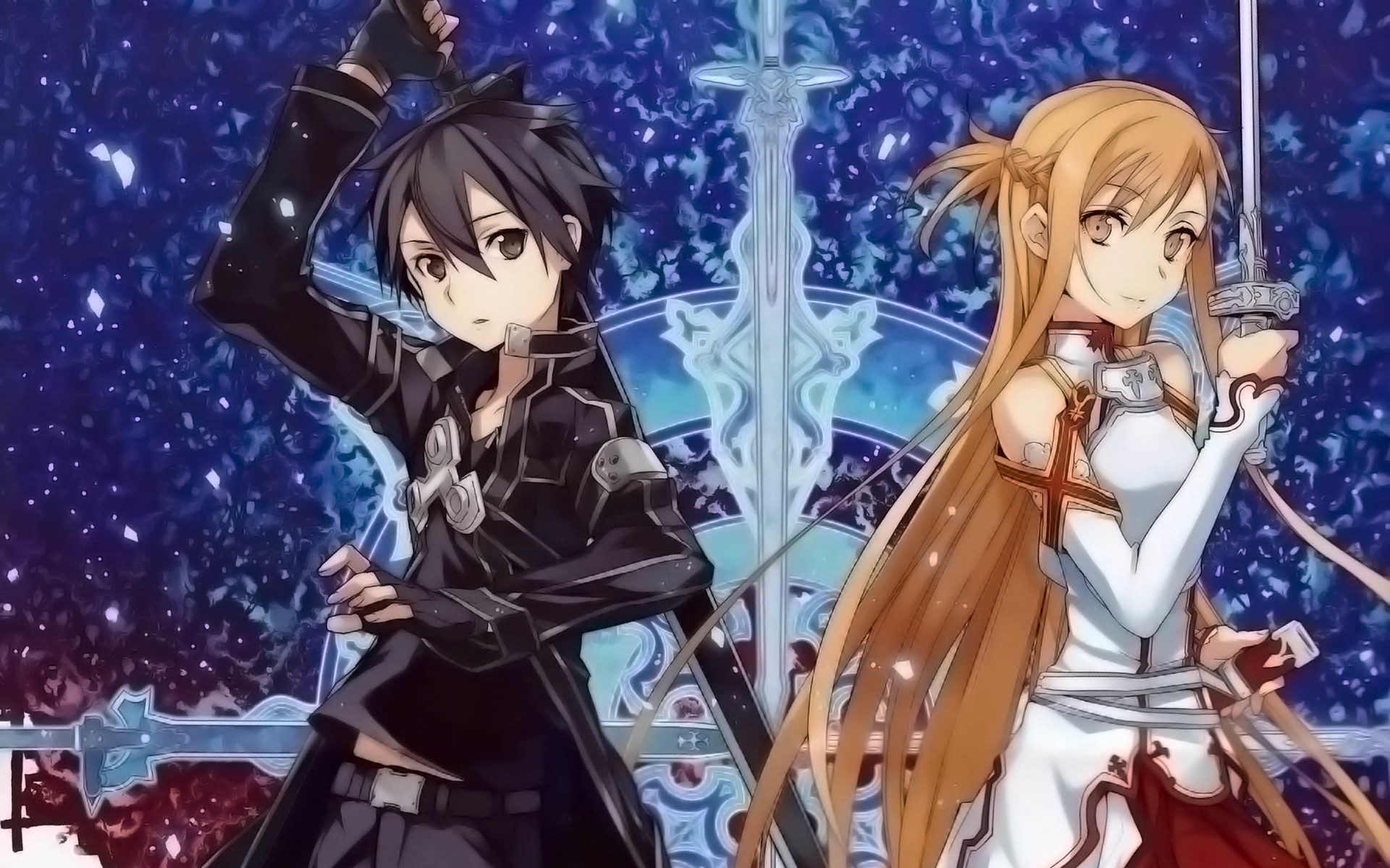 桐人（左）與亞絲娜（右）是《刀劍神域》的男女主角