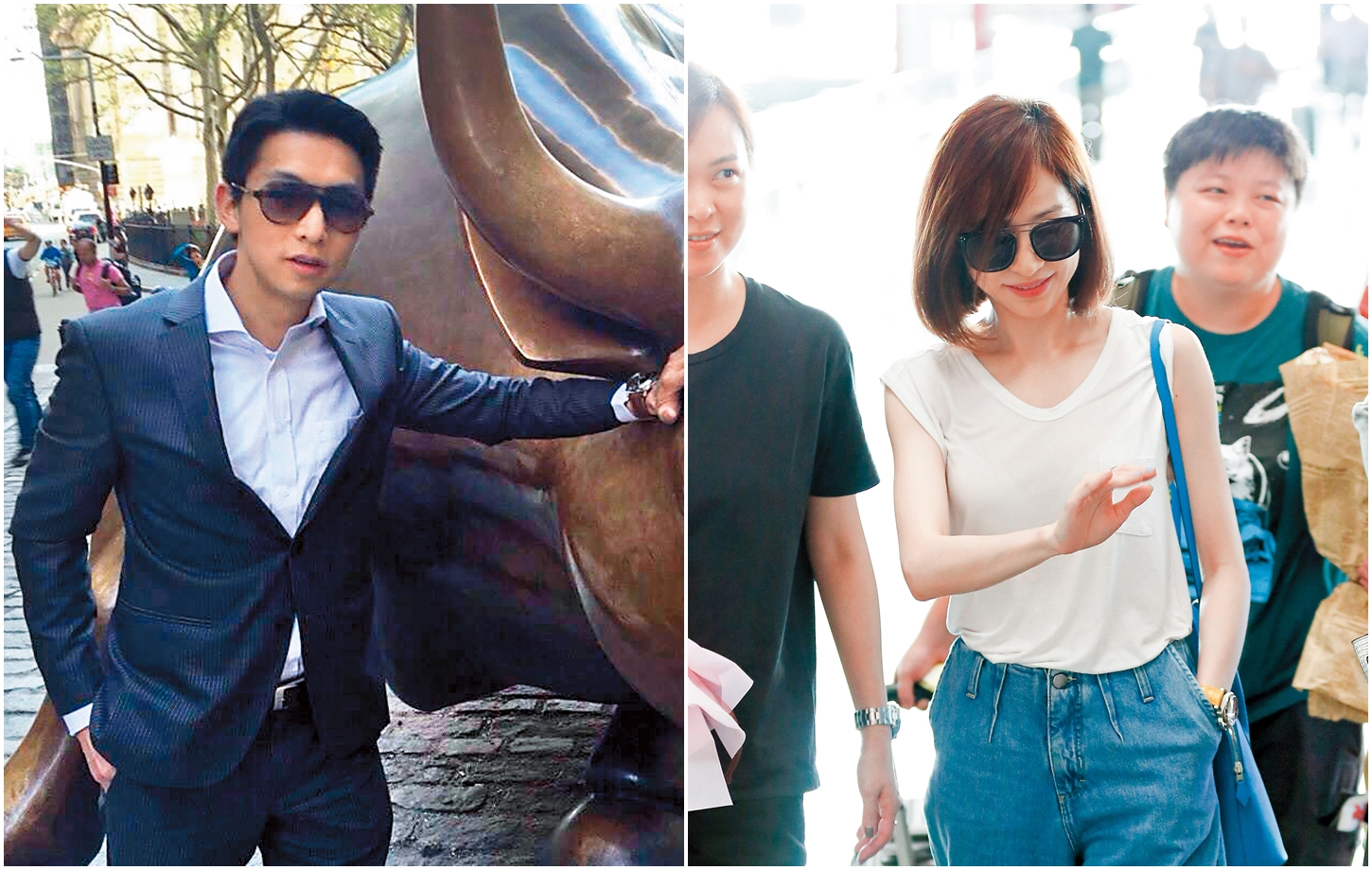 Justin(左)據說家世不錯,在新能源界得心應手。發生私密照外流事件後,王心凌(右)工作行程不停。