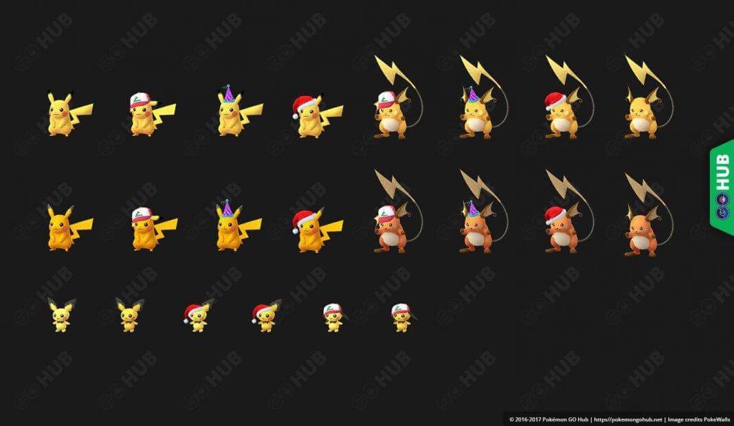 色違版皮卡丘和其家族都有特別色違版。（圖／ pokemongohub ）