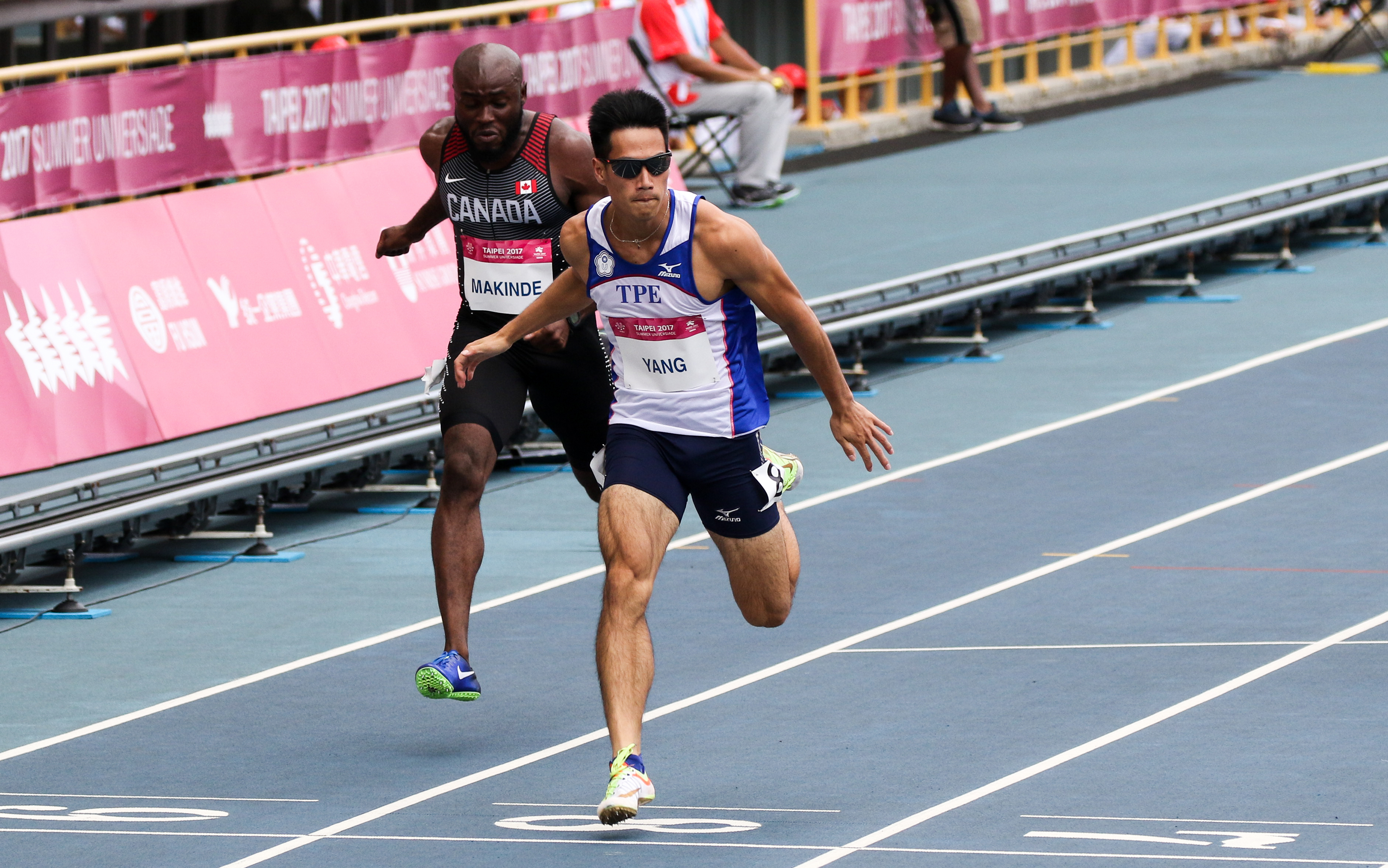 楊俊瀚上午在世大運男子100公尺預賽，以10秒33名列分組第2，晉級準決賽。