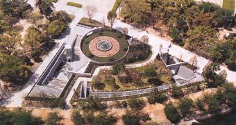 國立廣島和平祈念館館區的空照圖。
