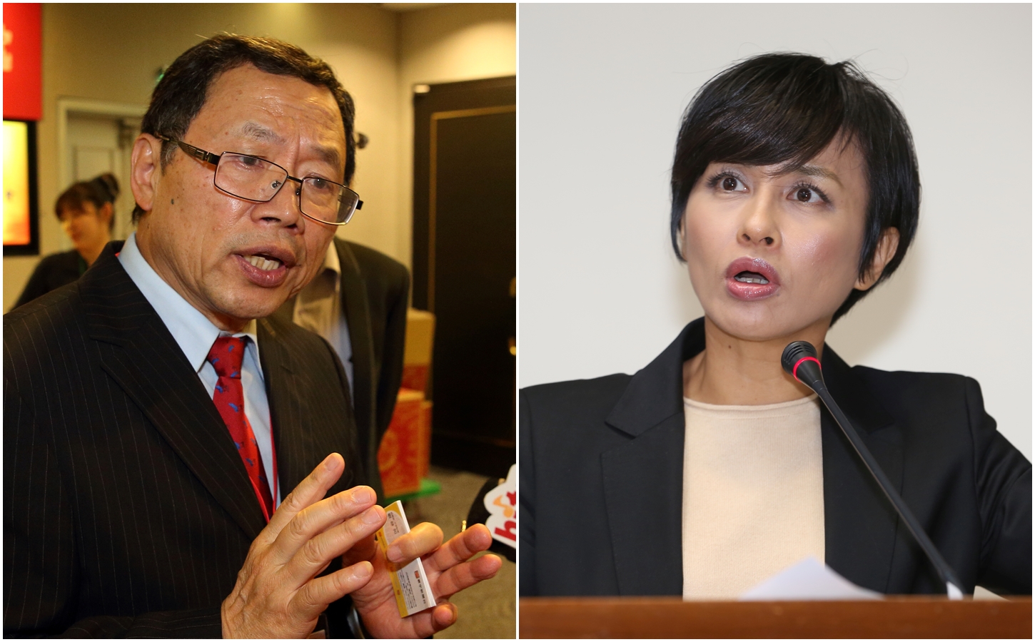 台水半夜偷偷進場鑿井工程，讓邱議瑩（右）怒罵台水董事長郭俊銘（左）王八蛋。