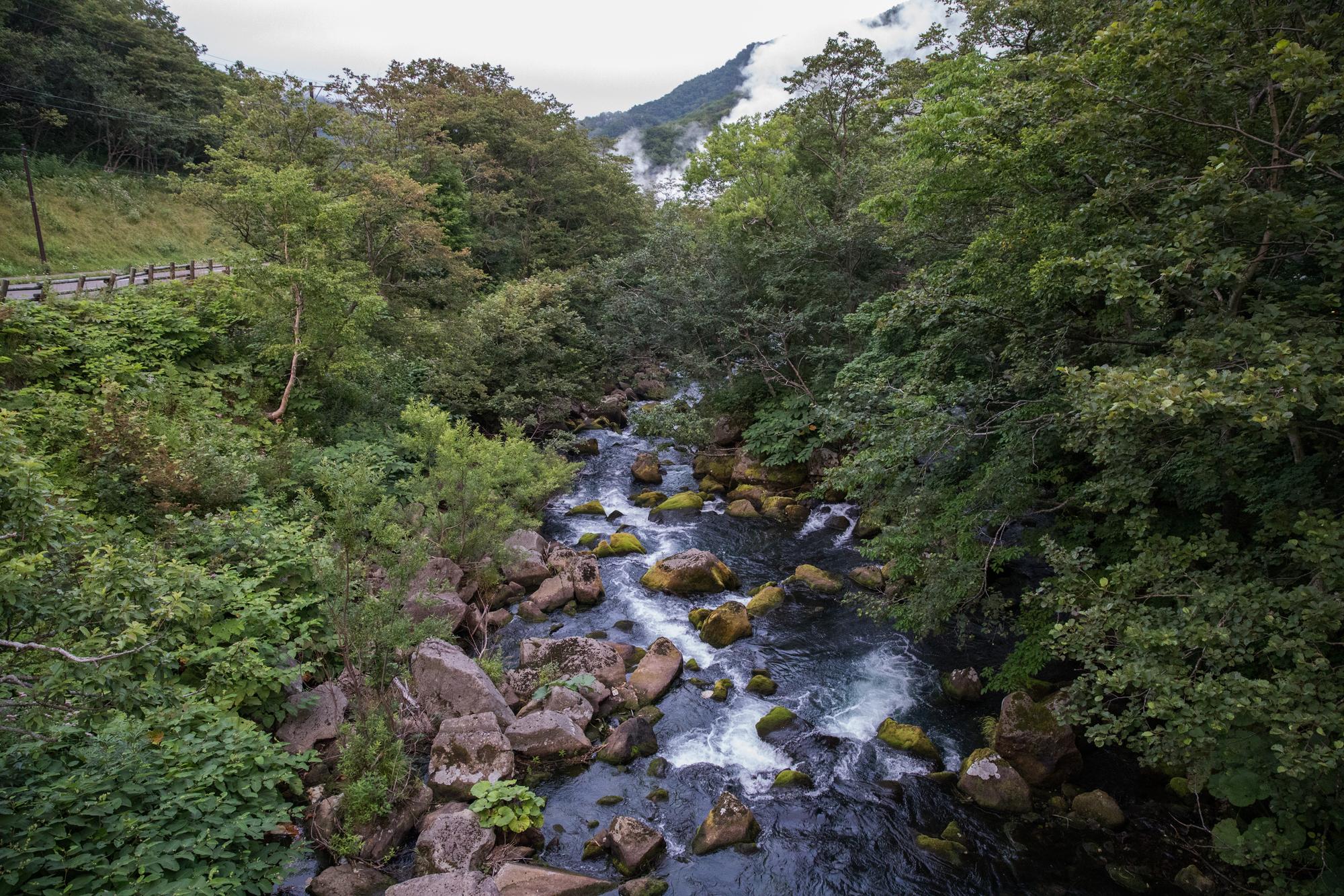 熊之湯就位在這條小溪的右側，泡湯時還可聽到水流聲音。