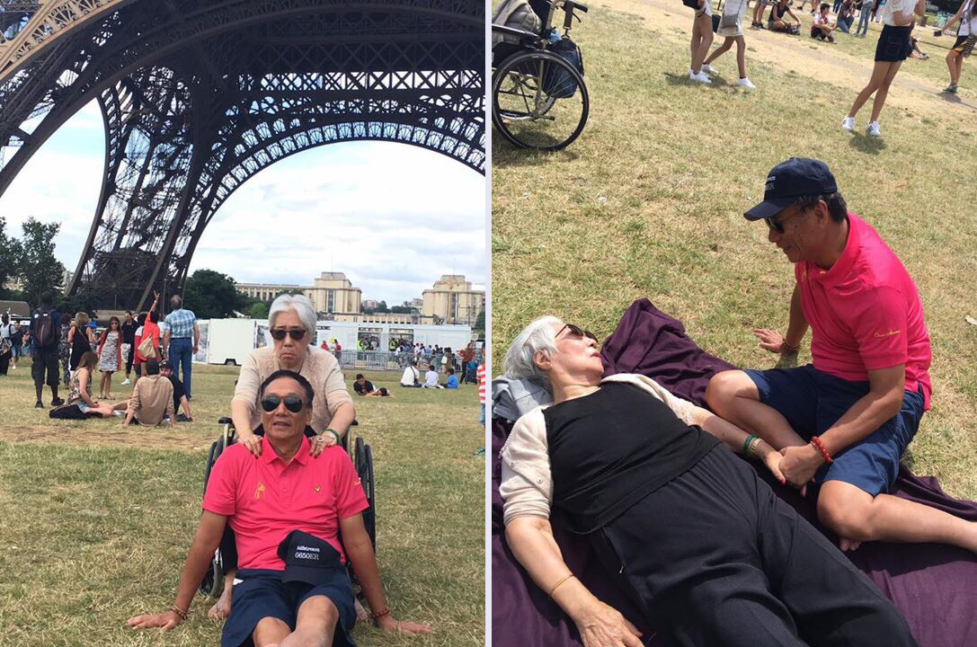 郭台銘八月下旬帶著媽媽、老婆和三個小孩到歐洲展開二度孝親之旅，圖為去年郭董首度帶母親到巴黎旅遊的照片。