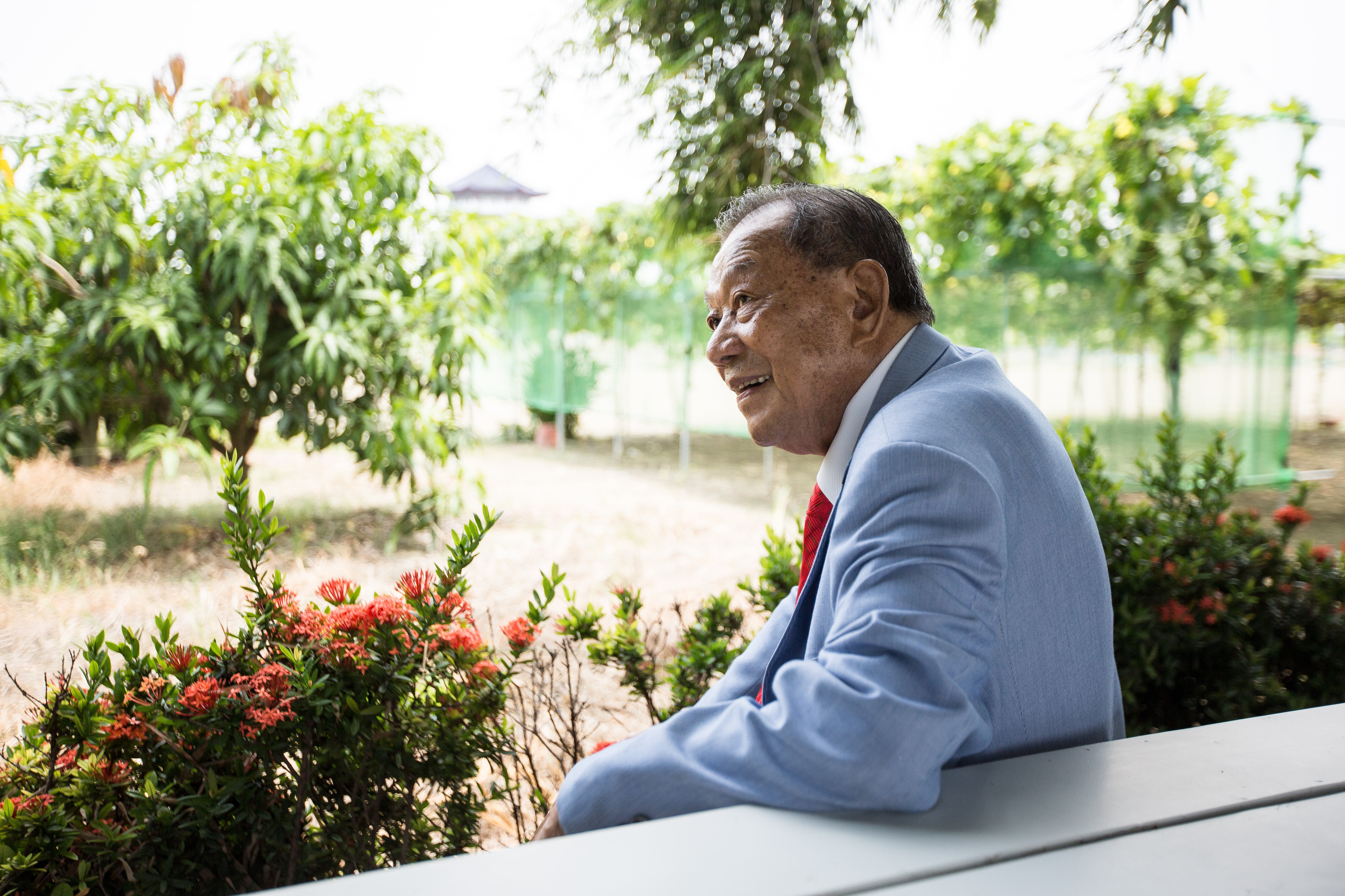 坐在老家庭院裡，戴榮吉說，做生意就像種果樹，把果樹養大了，每年都會結出新果實幫你賺大錢。