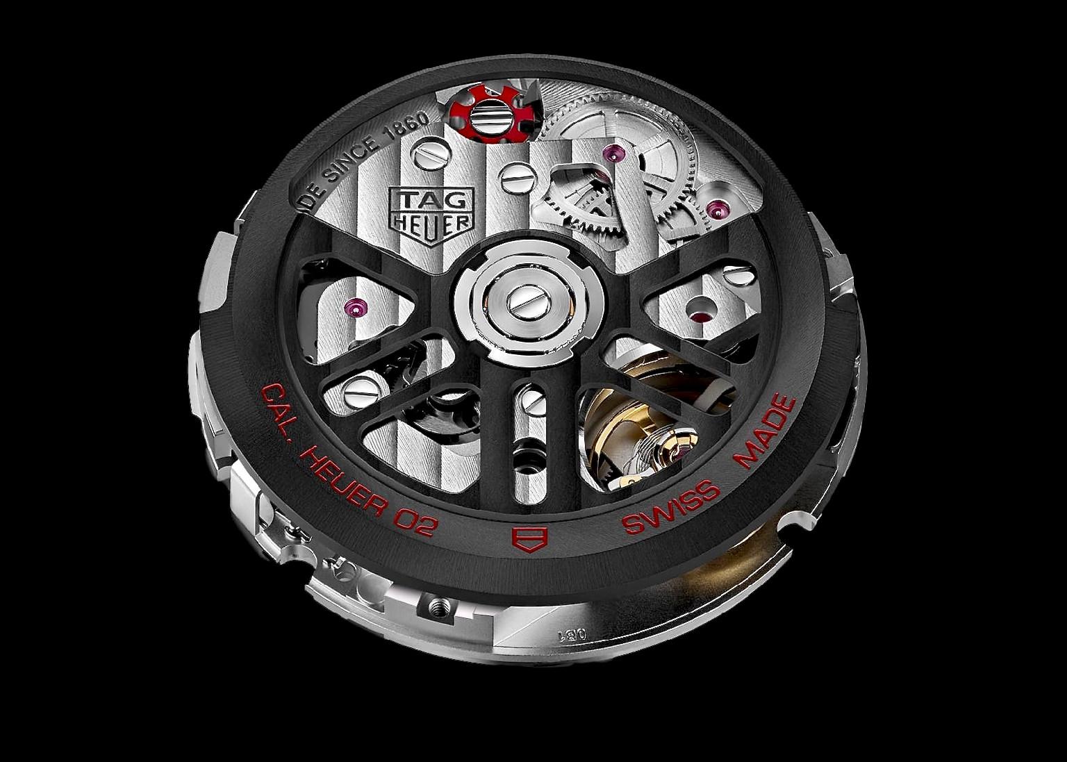 Heuer02機芯最早的名字叫做Cal. 1969，這也是品牌第二顆自製機芯，動力儲存約80小時，而且機芯厚度為6.5mm，以計時碼錶來說算纖薄。