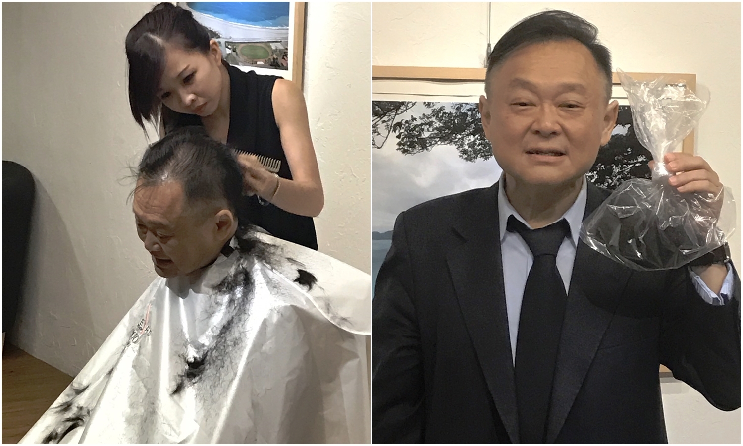 台北市議員王世堅兌現落髮承，和「鬼娃恰吉散髮」說再見。