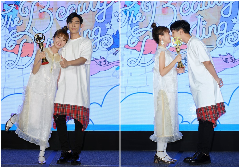 LuLu發片記者會請到炎亞綸站台,除了送上「金鴨獎」,還大方互磨鼻頭讓LuLu樂翻。