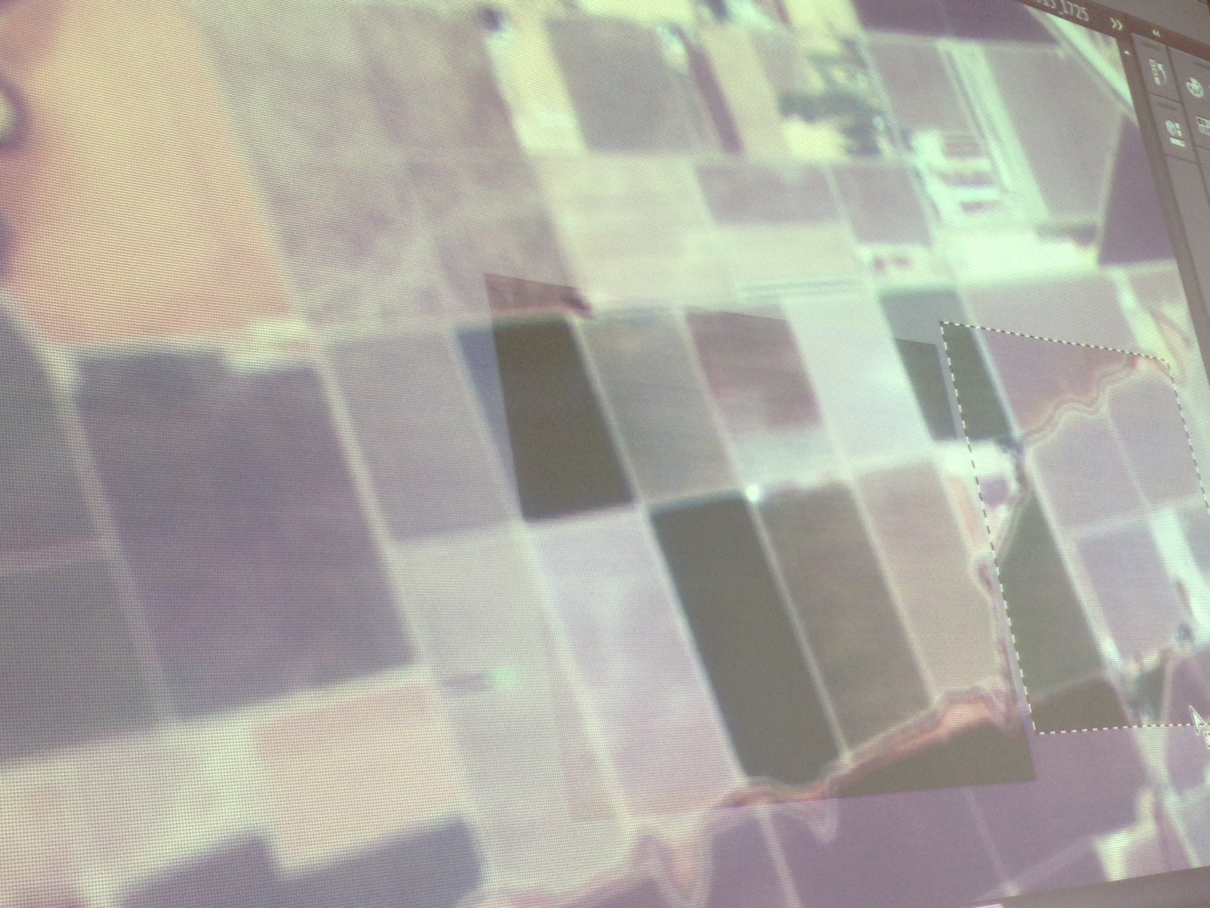 國家太空中心公布福衛五號拍攝美國舊金山的影像，可以看到照片上出現光斑，影像也模糊不清，初步研判是焦距偏移所致。（國家實驗研究院提供）