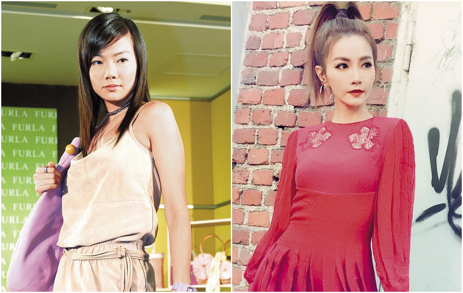 圖左為13年前的謝金燕。圖右為2017年的謝金燕，有時尚fu。（翻攝自《VOGUE》臉書）
