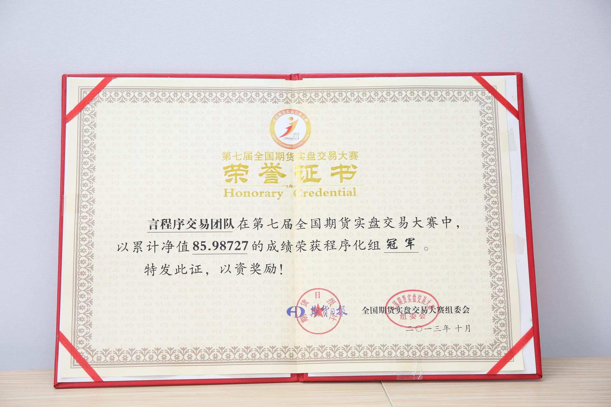 言程序和團隊參加中國期貨比賽奪下5項冠軍，因此被大陸基金公司相中。