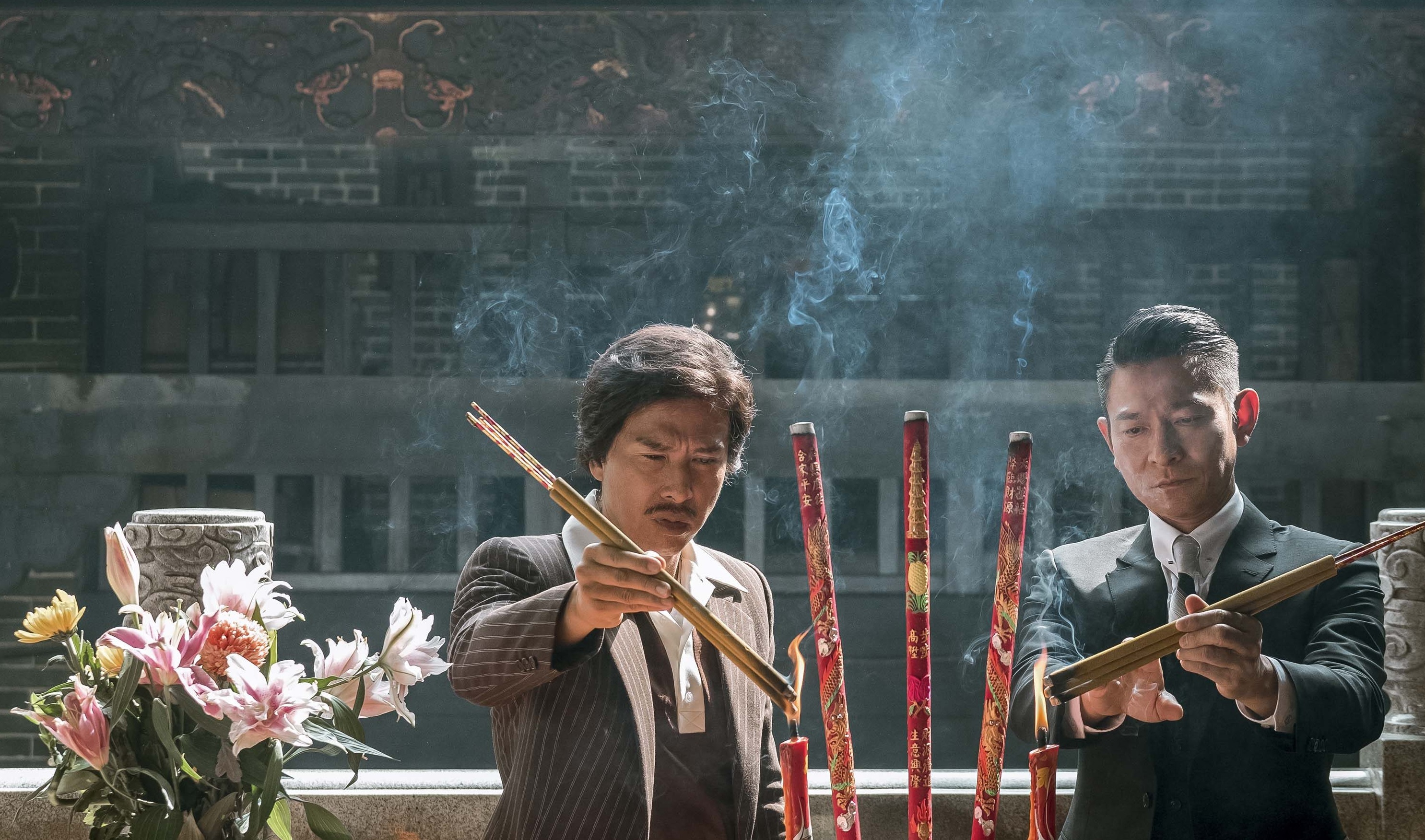 甄子丹（左）和劉德華三十多年來首次合作，《追龍》中分別詮釋黑幫真實人物跛豪和探長雷洛。