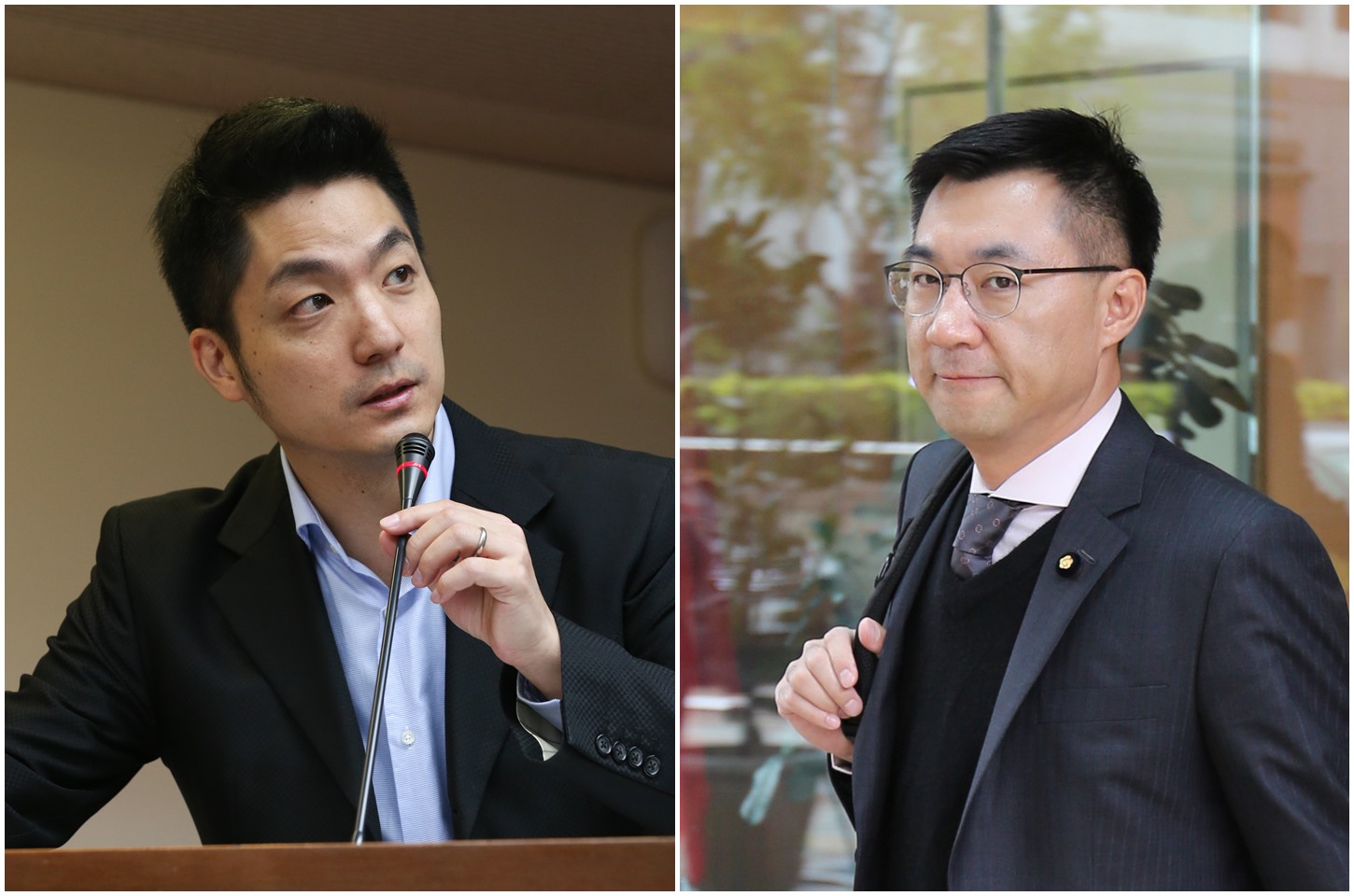 國民黨中常委今改選，蔣萬安（左）和江啟臣（右）皆當選。