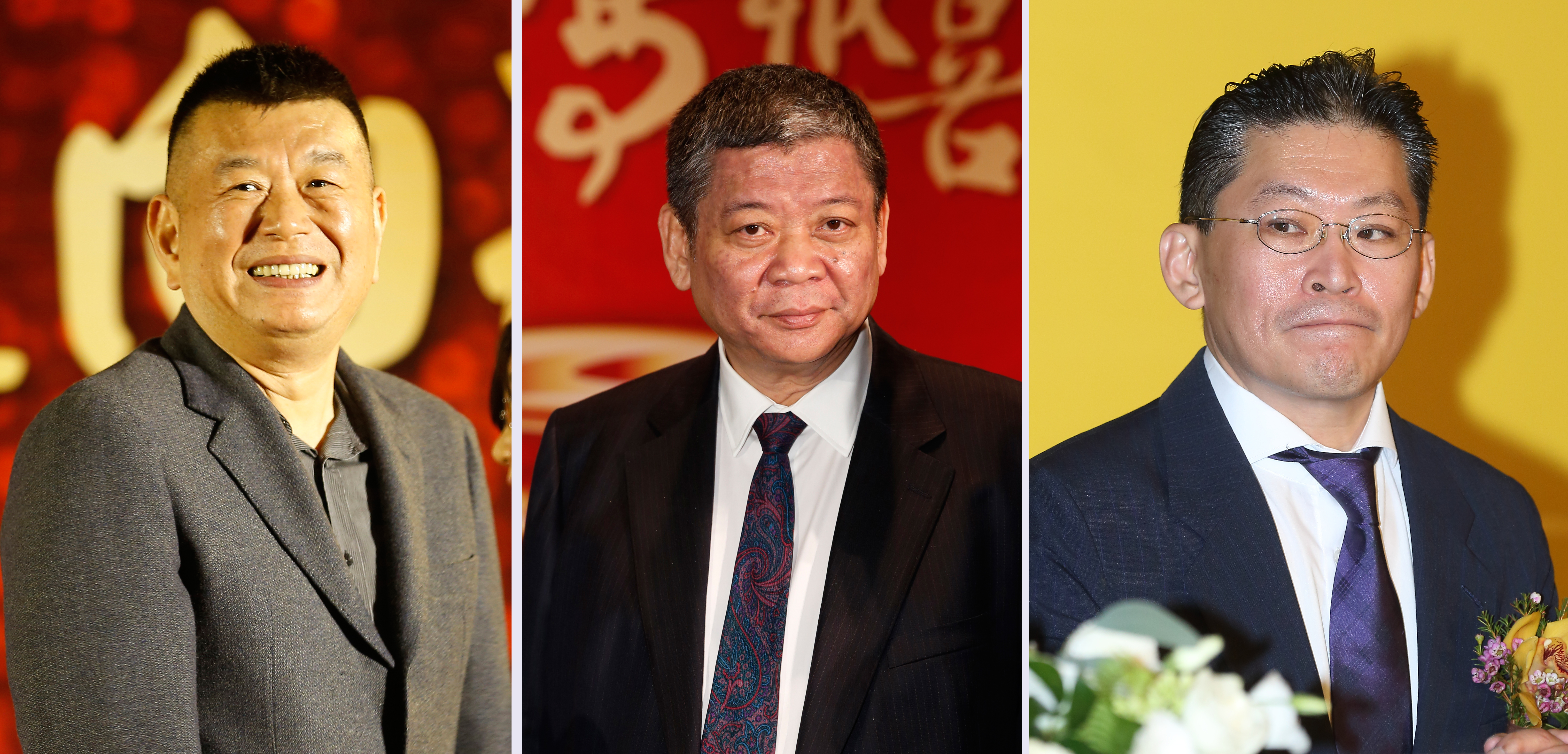 台中帝寶引發的股東糾紛交付仲裁一事，地產三巨頭鄭欽天（左起）、祝文宇、林鴻南都強調彼此沒有翻臉。