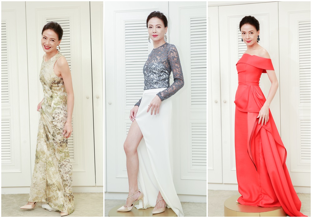 柯淑勤試穿禮服，稱自己從金鐘封后後已回歸正常。