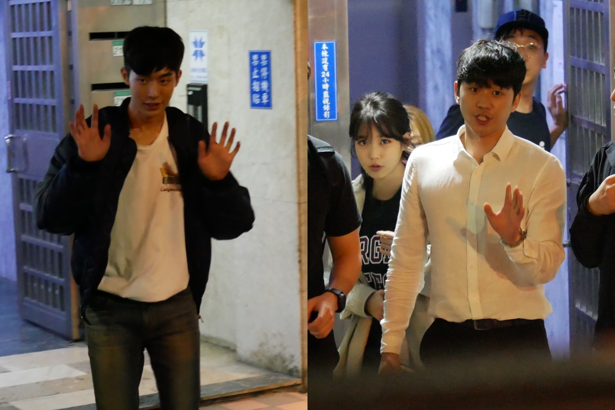 IU和南柱赫（左圖）繼《步步驚心：麗》之後在台北小聚，IU看見大批粉絲，面露小驚慌。