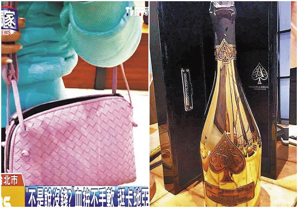 娜塔莎跟富商喊窮，私下卻愛逛精品店買名牌包。（左圖翻攝TVBS、右圖翻攝娜塔莎臉書）