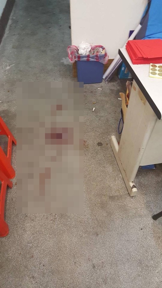里民拿菸灰缸暴打里長,在辦公室內留下斑斑血跡。
