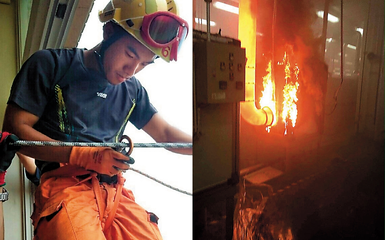 昇陽光電廠日前發生火警，大火燒毀廠房設備外，也燒死1位年輕消防員。（翻攝畫面）