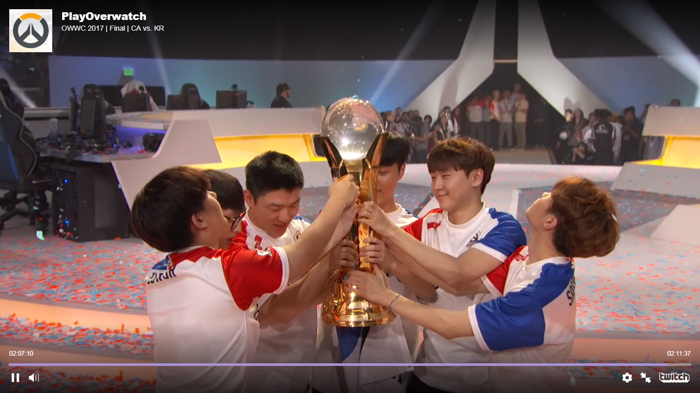 《鬥陣特攻》世界盃奪下 Twitch 平台上周末的收視冠軍。（翻攝自直播畫面）