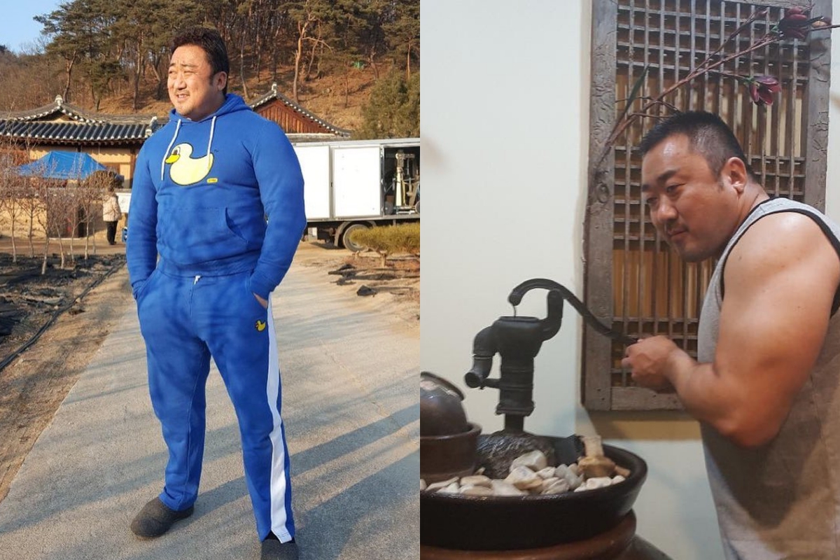 韓星馬東錫粗壯手臂比頭大，壯漢身材卻常裝可愛散發反差萌。（翻攝馬東錫ig）