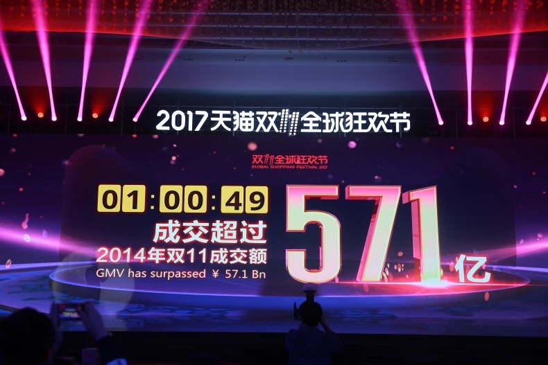 今年雙11成績傲人,只花1個小時就突破2014年的總成交金額517億人民幣。