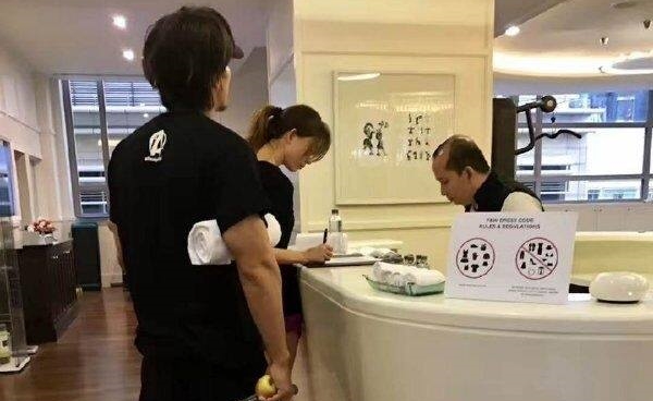 林志玲和言承旭在馬來西亞同上健身房，被粉絲目擊，戀情復合曝光。（翻攝臉書）
