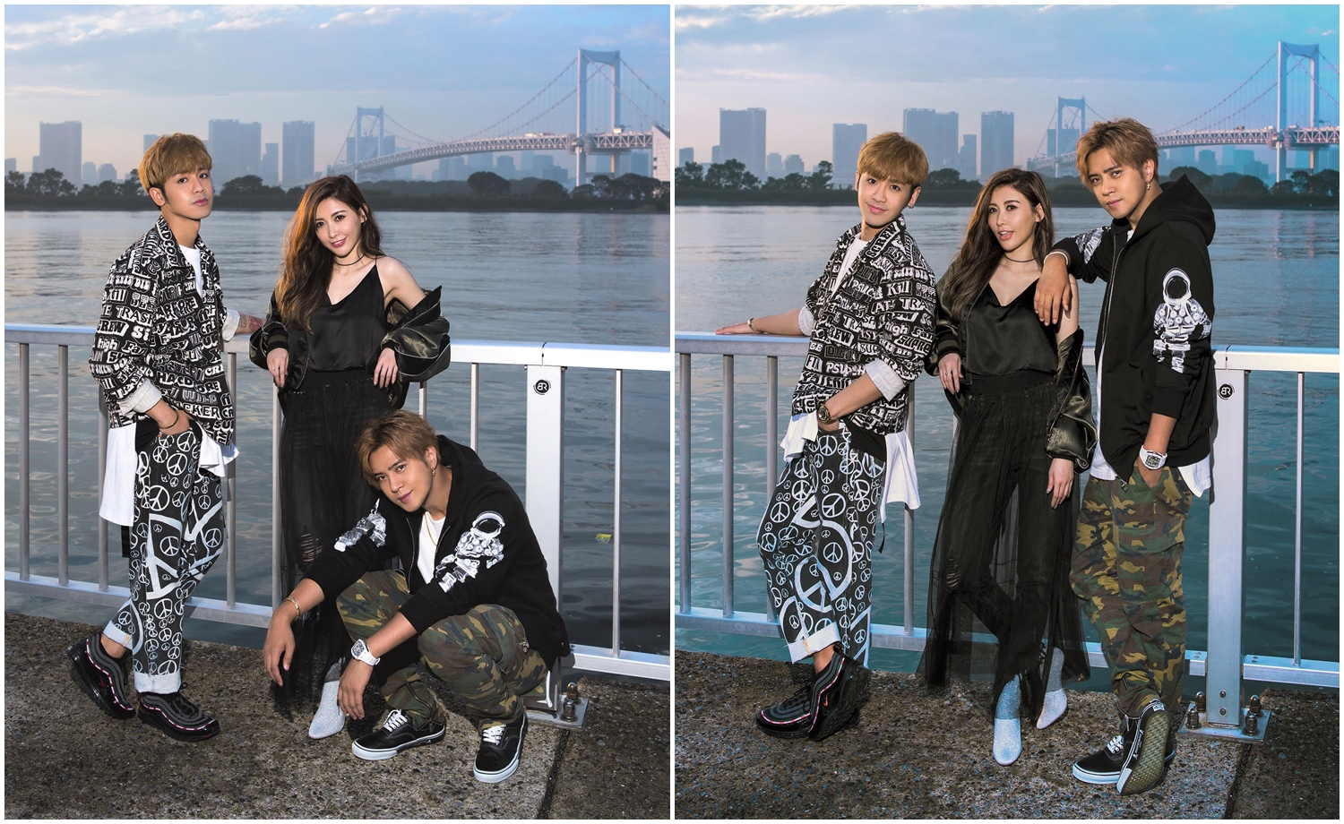 愷樂新歌〈三人行〉，周旋老闆羅志祥、鼓鼓之間，MV還特地前往日本東京取景拍攝。（環球提供）