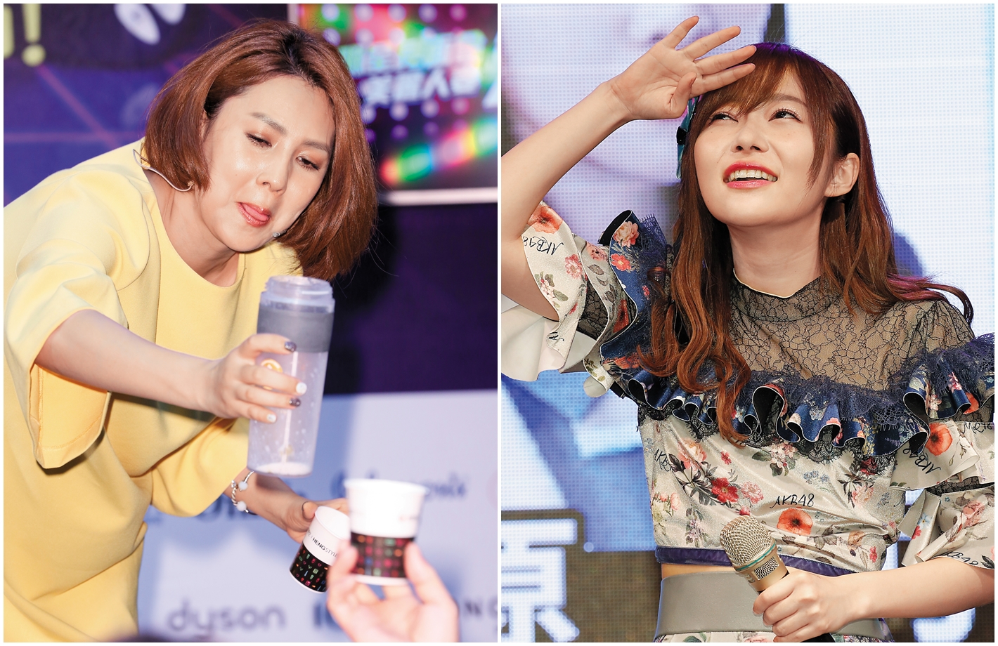 猛一看朱芯儀（圖左），還以為是發胖之後的胡瓜女兒小禎，她滿臉橫肉，更顯大尺碼的霸氣。指原莉乃（圖右）總是能夠傳達自己有別於少女團體形象的另一面貌，難怪日本媒體關於她的新聞報不膩寫不完。（圖右）