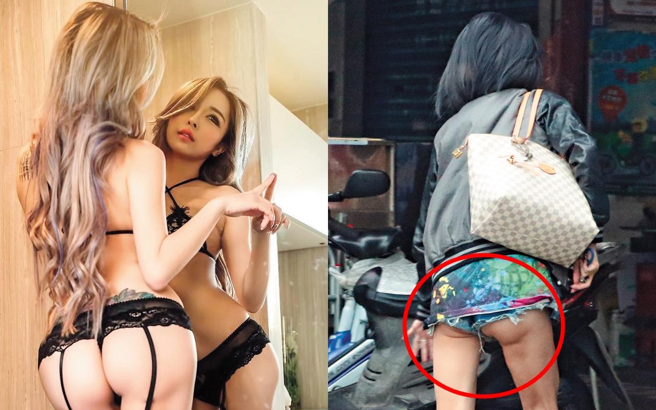 本刊之前拍到雪碧穿著小熱褲出門，屁股蛋的微笑線竟然下垂成了哭臉線。據悉，雪碧在看到這張照片後非常崩潰，立刻打給醫美診所求救。
