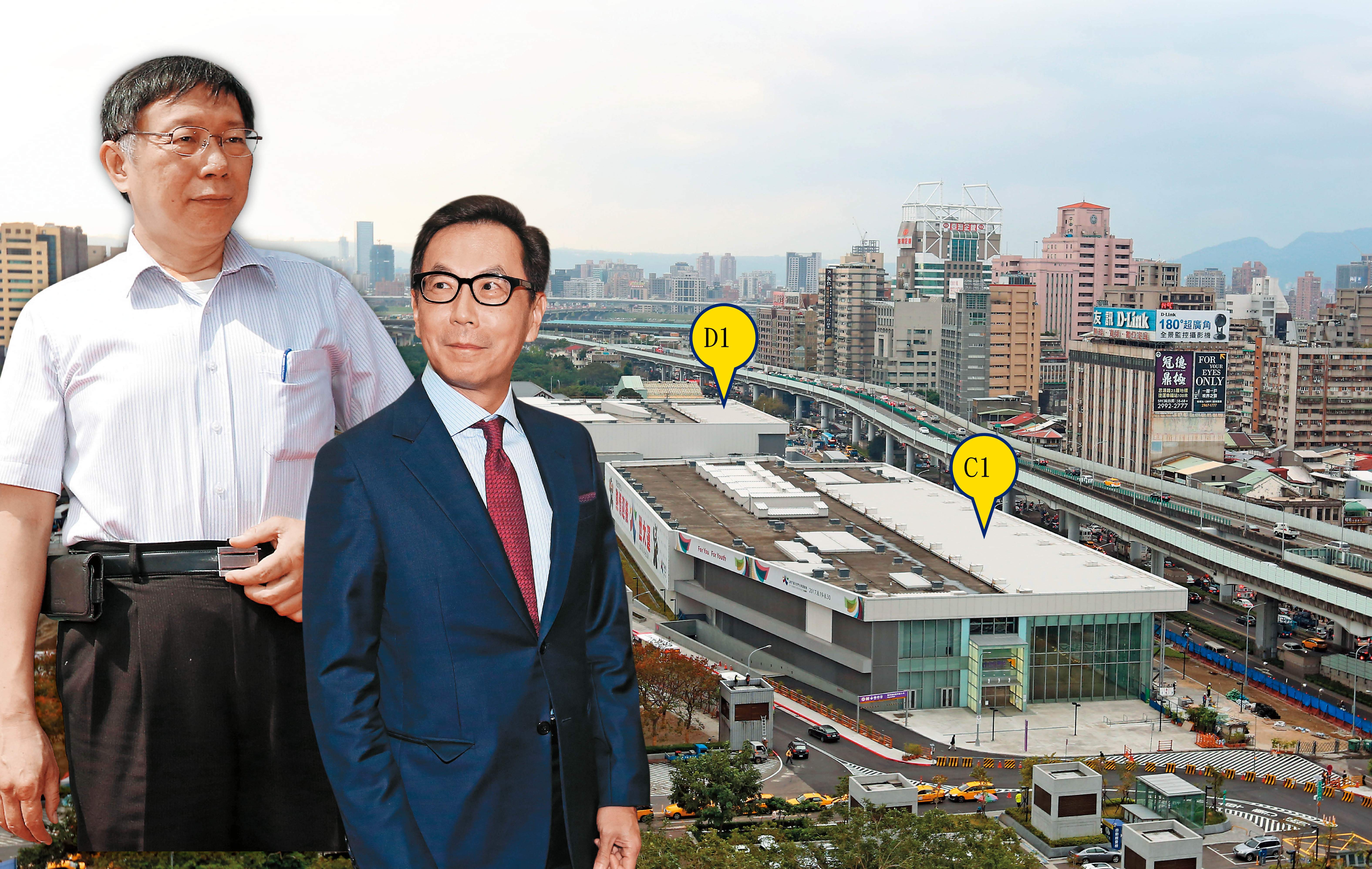 台北市長柯文哲（左）對北捷投資雙子星大樓持開放態度。富邦集團董事長蔡明忠（右）與柯P因松菸文創爭議談判後，就此建立交情。