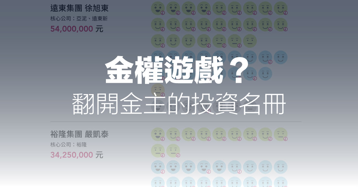 【數讀政治獻金】金權遊戲?翻開金主的投資名冊