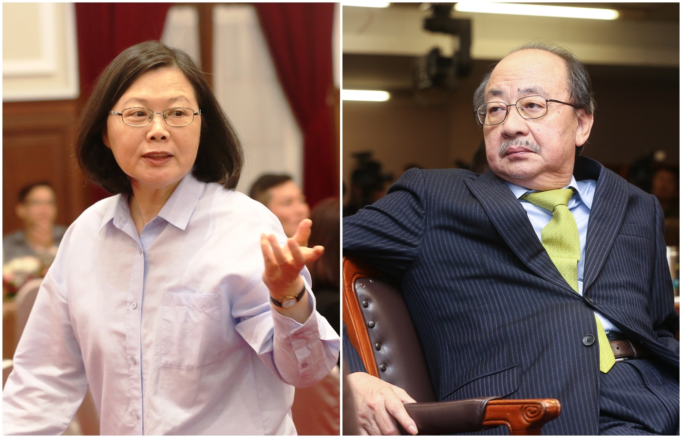 蔡英文（左）對菸味敏感，所以總是叼著菸的柯建銘（右）老被她虧。