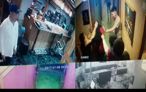 嫌犯涉嫌在卡拉OK店內糾眾打人，被監視器全錄下。（刑事局提供）