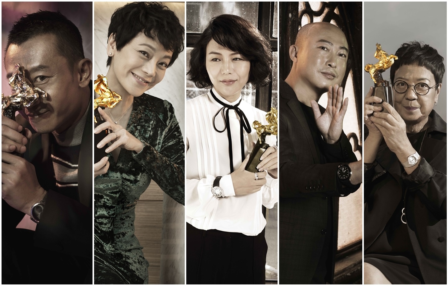 5位導演楊雅喆（左起）、張艾嘉、文晏、耿軍、許鞍華在訪談中分享了入圍作品的創作歷程，以及電影對他們的意義。（金馬執委會提供）