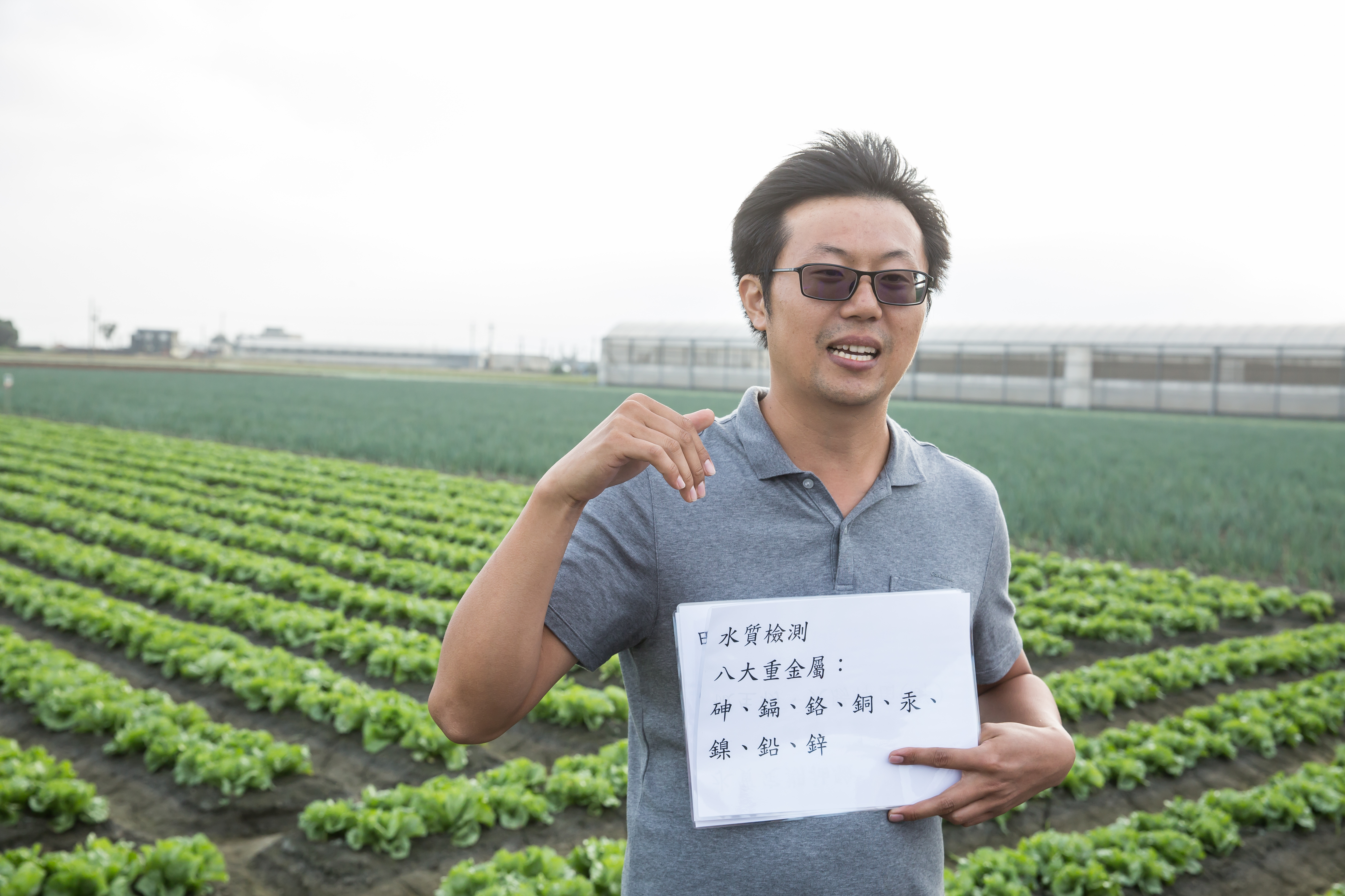 新湖合作農場生產課長的陳彥佑說，麥當勞嚴格要求水質，絕不能有八大重金屬成分殘留。