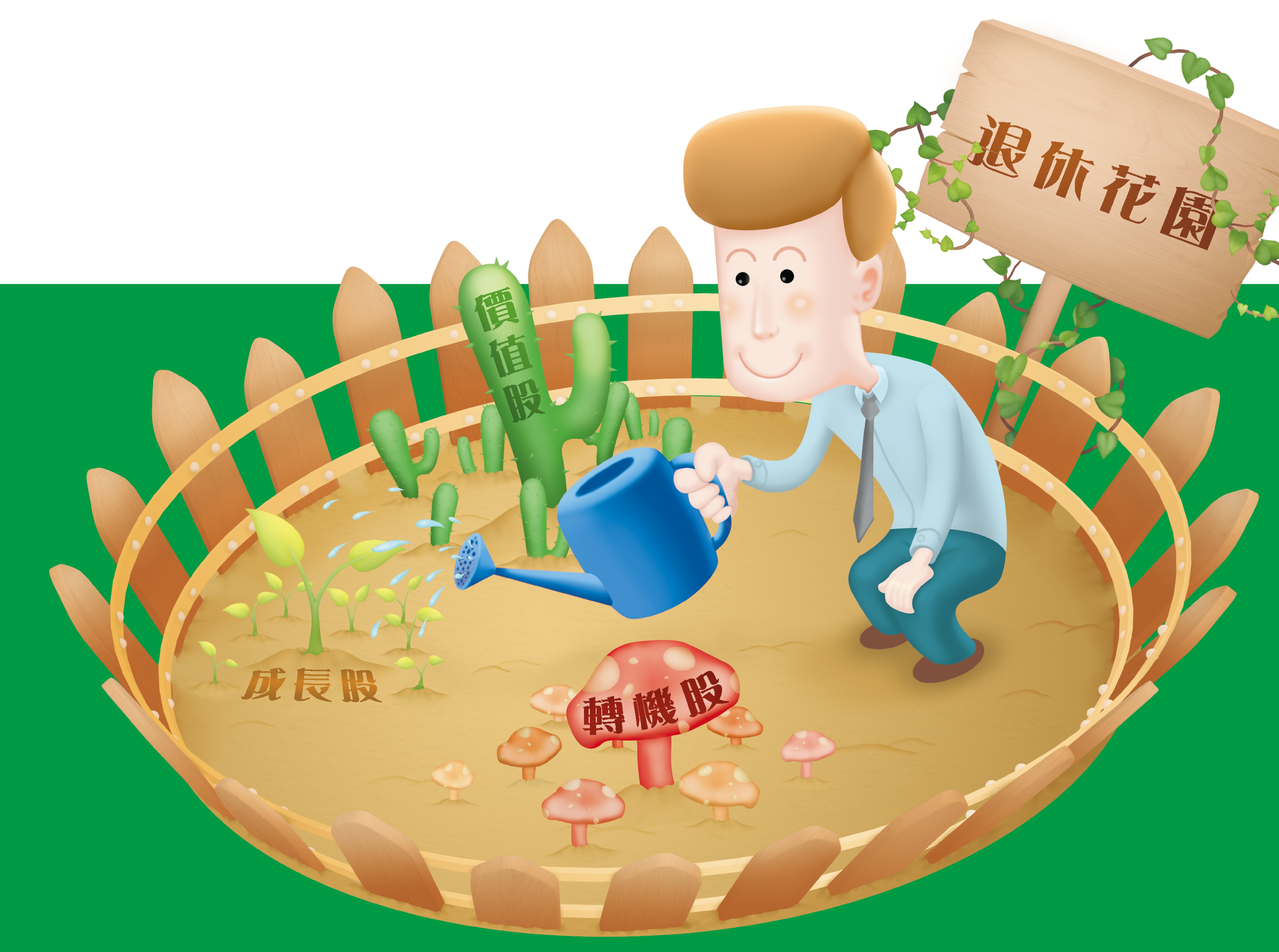 養股以成長股為主，再搭配穩健的價值股、可能暴衝的轉機股，來提高報酬率，以提早達到財富自由的目標。