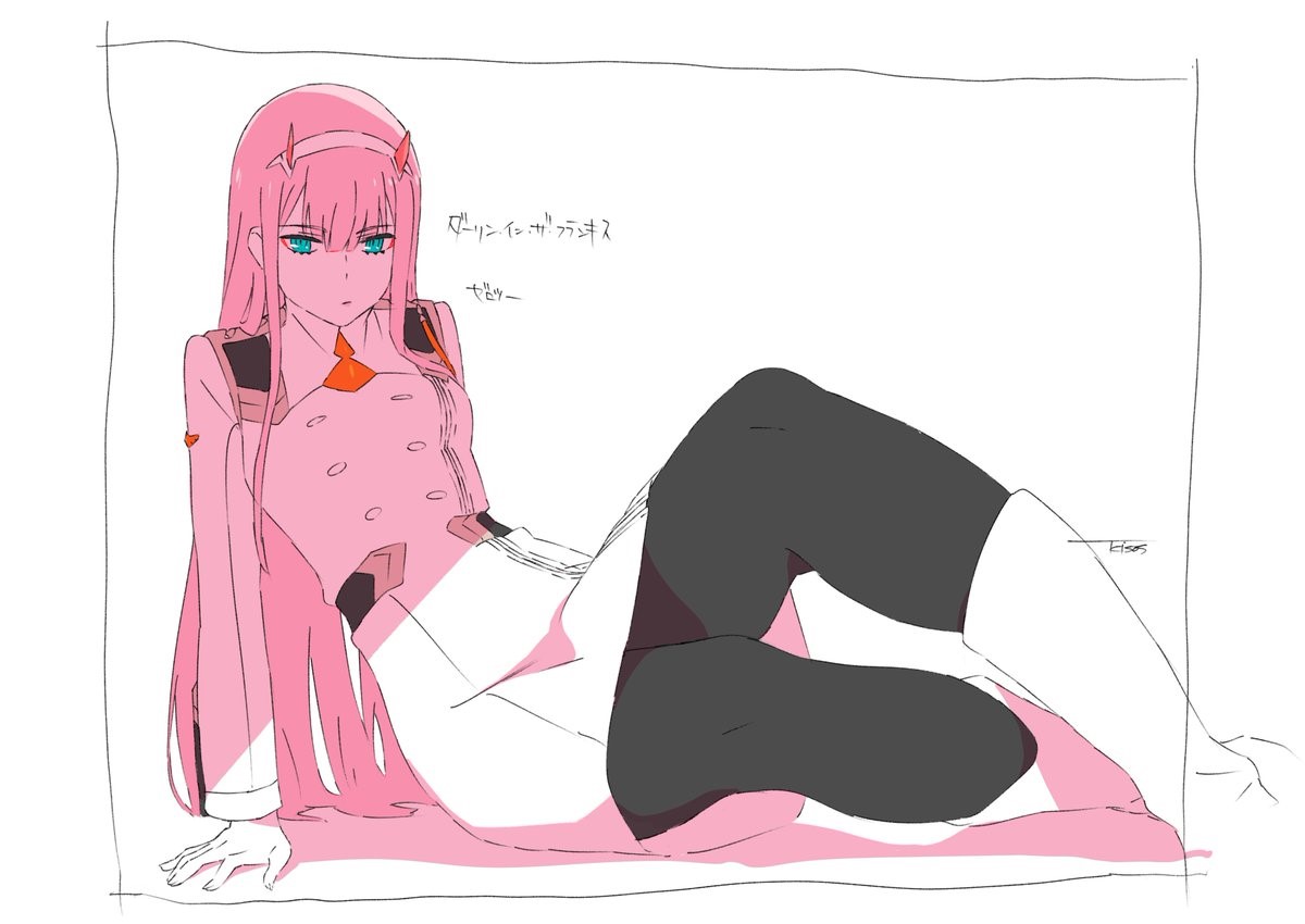 田中將賀筆下的女主角02(ゼロツー)。圖片來源:田中將賀推特(https://twitter.com/si_3/status/931511949010931712)