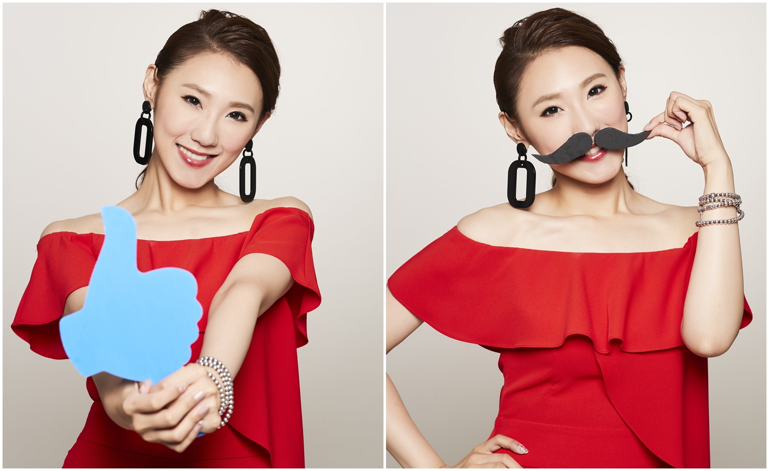 謝金晶自己打理新專輯造型，一身紅衣是首度嘗試。（豪記唱片提供）