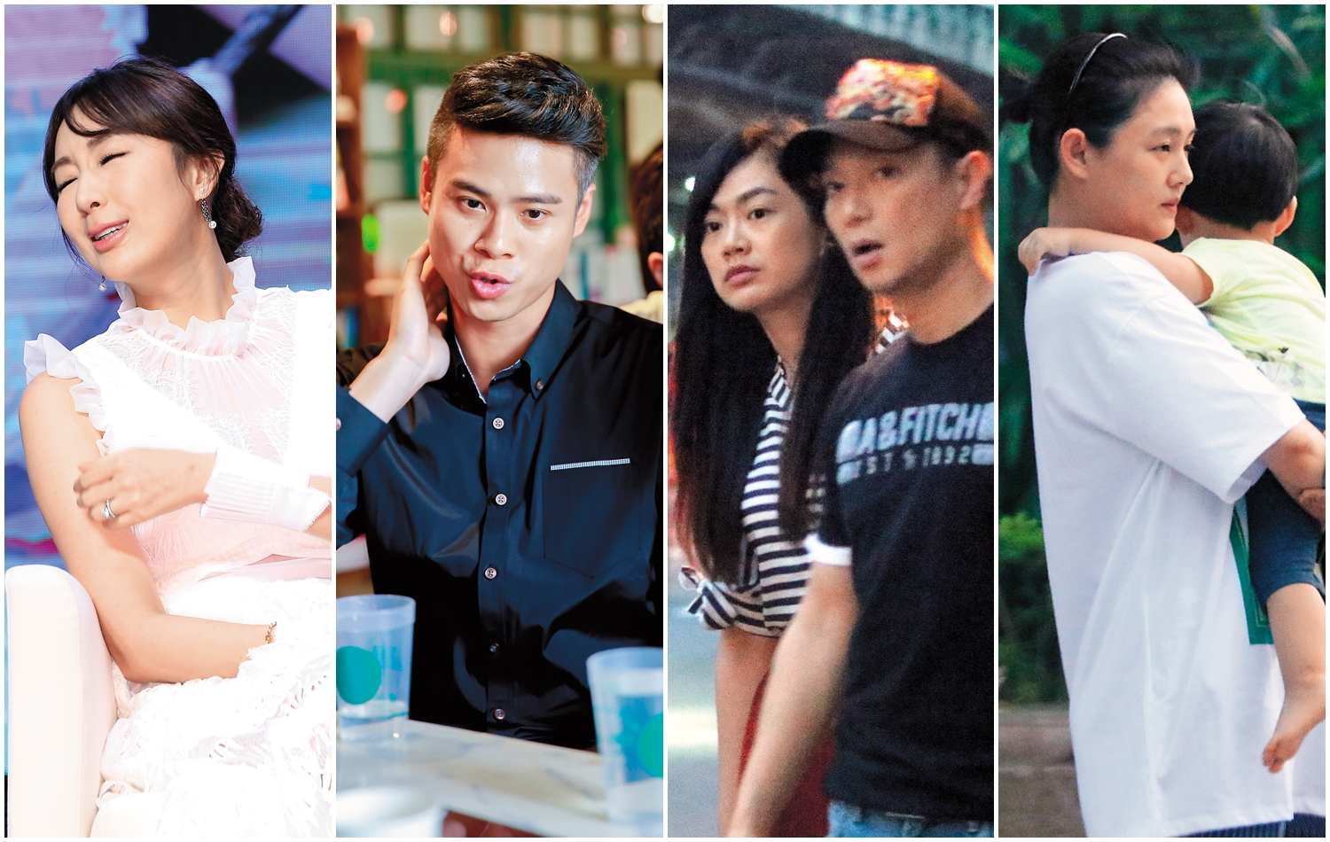 左起：犀利媽隋棠、吳定謙、謝祖武（右）與女製作人吳育婷（左）和抱著小孩的大S。