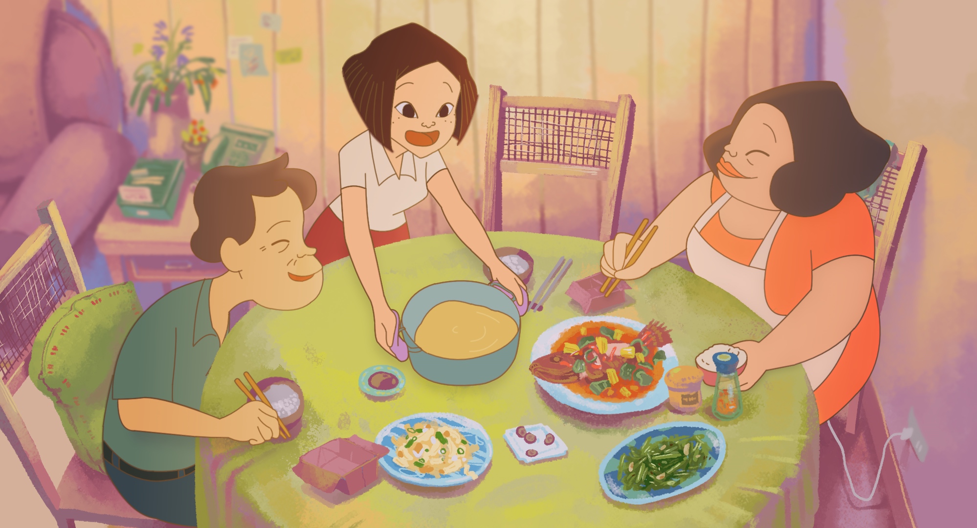 動畫電影《幸福路上》以2D手繪形式，表現懷舊氣氛與溫暖質感。（傳影互動提供）