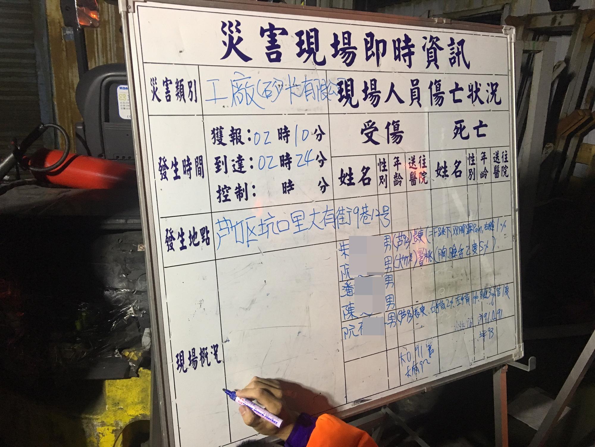 在控制火勢後，統計傷亡人數共5人受傷、6人罹難。（翻攝畫面）